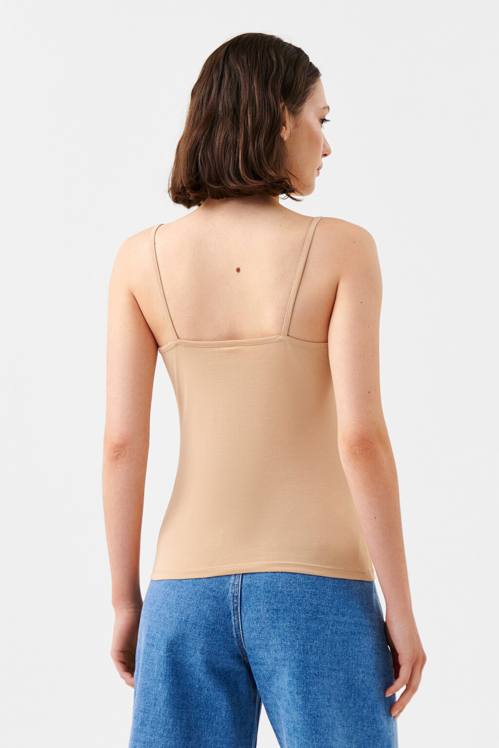 Топ-майка MEGAN базовый на тонких бретелях - цвет бежевый - 3