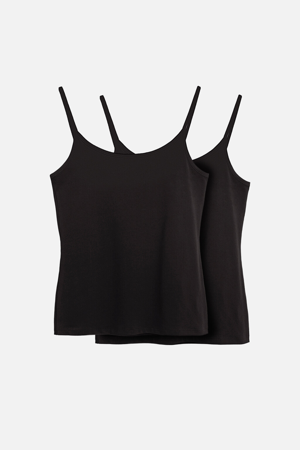 Набор маек хлопковых на тонких бретелях (2 штуки) - цвет черный - 3