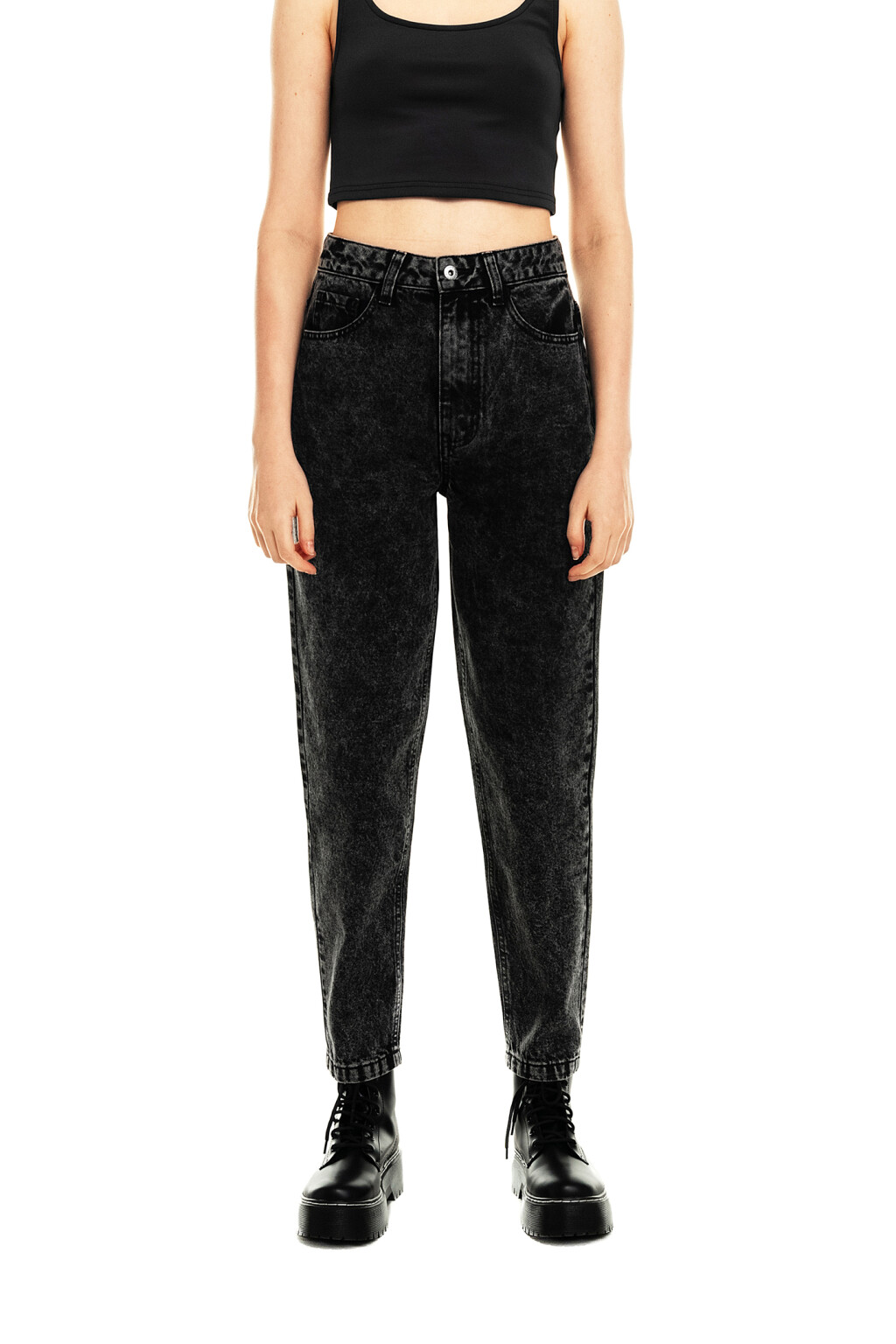 Джинсы mom базовые - цвет серый - 1