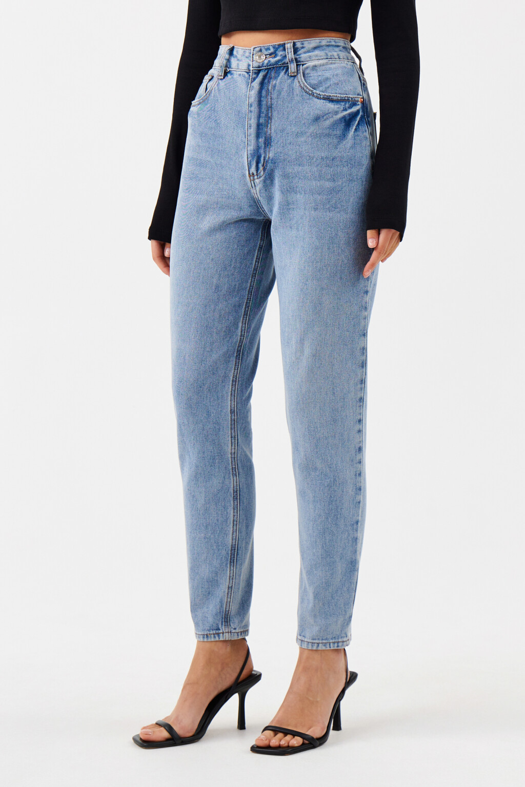 Джинсы mom-slim с высокой посадкой - цвет голубой - 2
