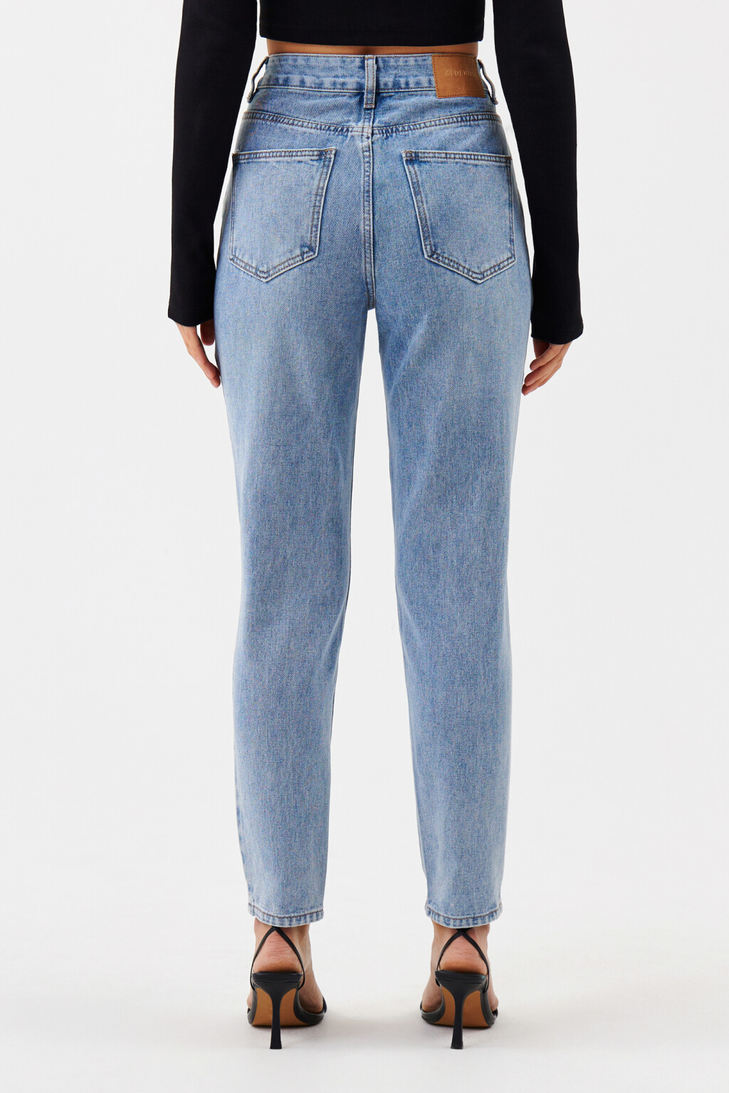 Джинсы mom-slim с высокой посадкой - цвет голубой - 3