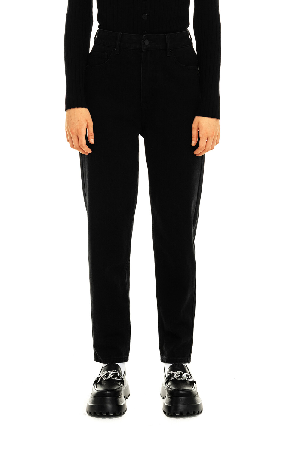 Джинсы mom с высокой посадкой - цвет черный - 4