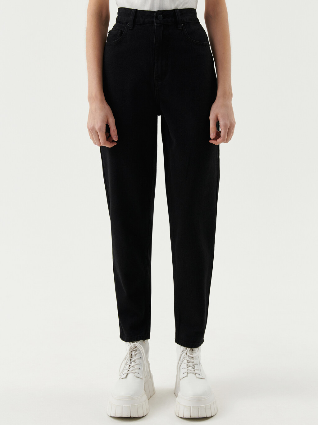 Джинсы mom базовые - цвет черный - 1