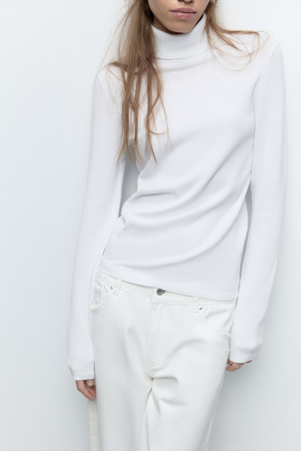 Водолазка MONIKA вискозная тонкой вязки - цвет молочный - 1