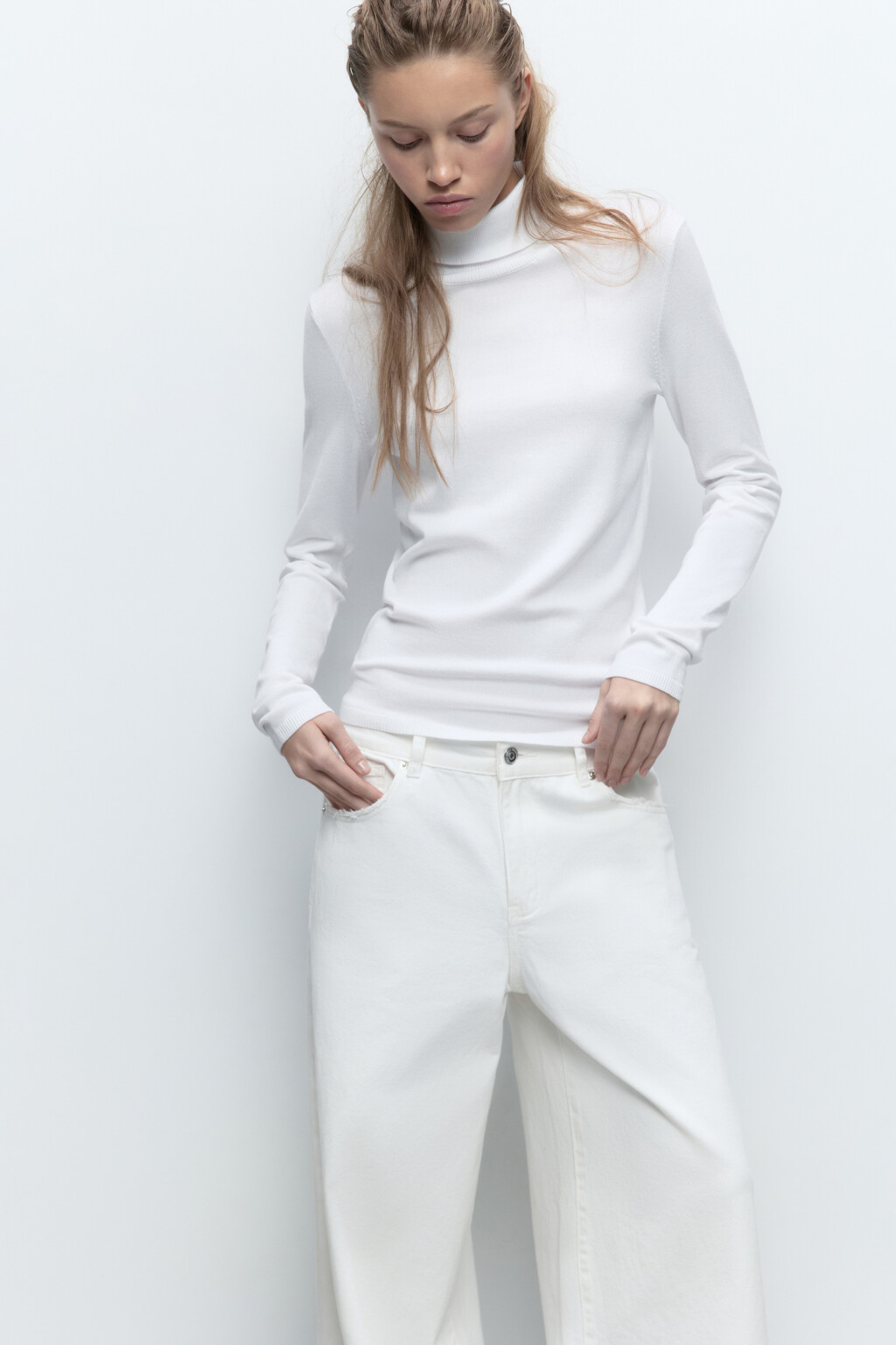 Водолазка MONIKA вискозная тонкой вязки - цвет молочный - 2