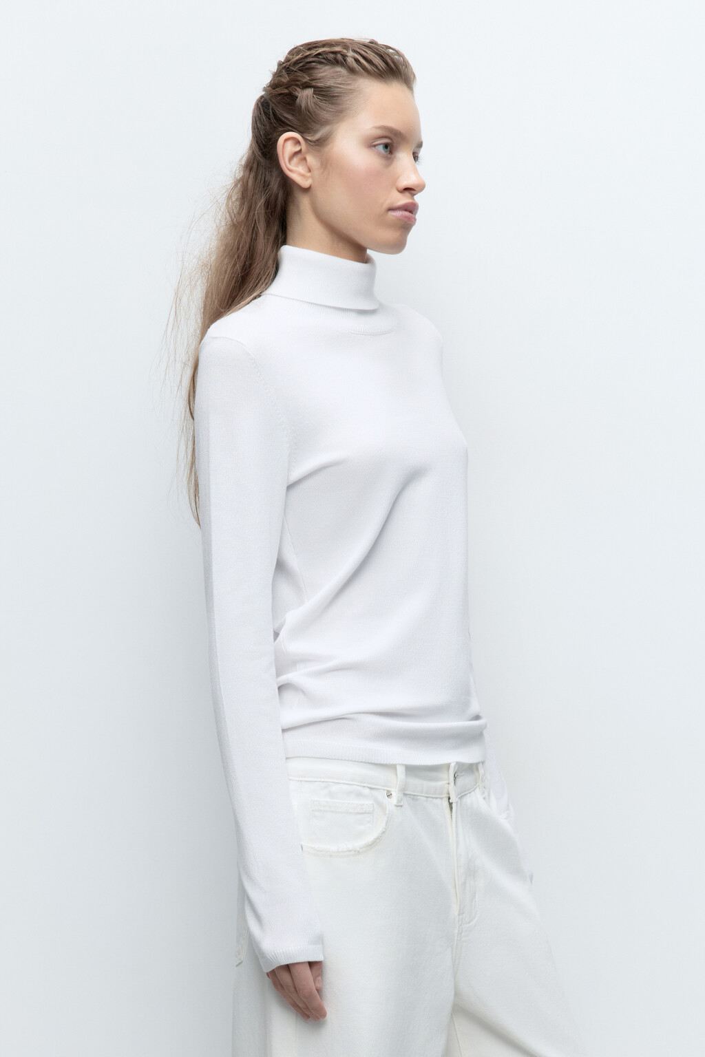 Водолазка MONIKA вискозная тонкой вязки - цвет молочный - 4