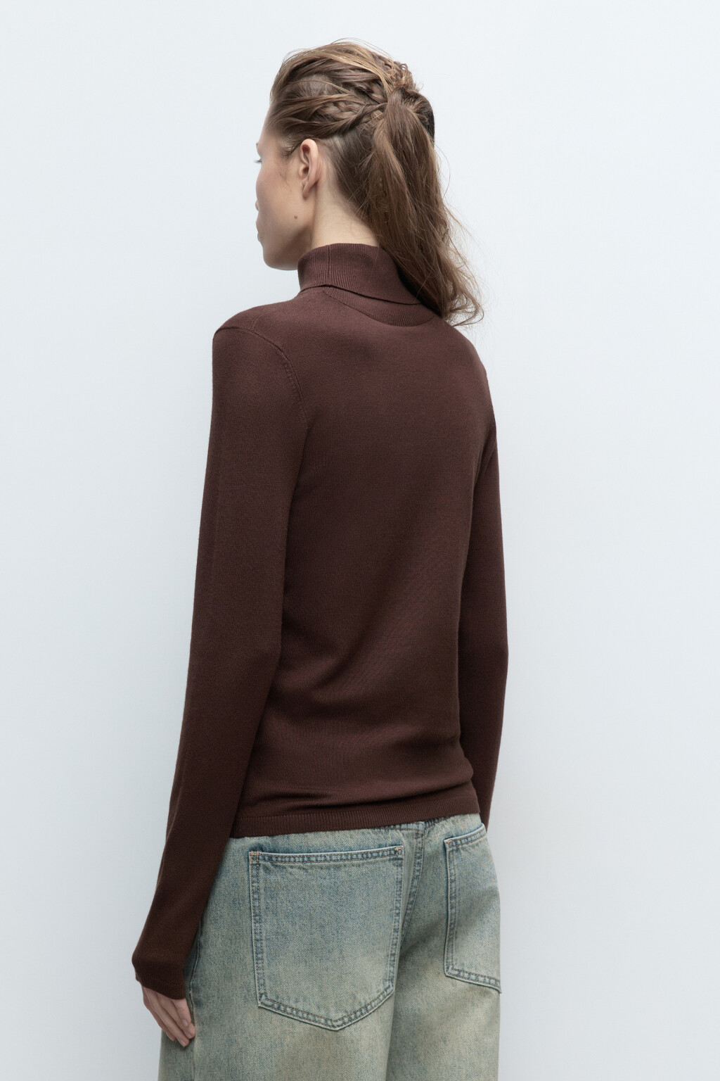 Водолазка MONIKA вискозная тонкой вязки - цвет коричневый - 5