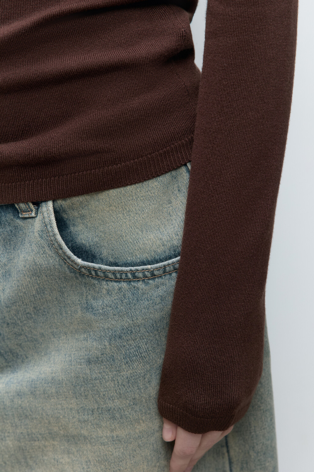 Водолазка MONIKA вискозная тонкой вязки - цвет коричневый - 8