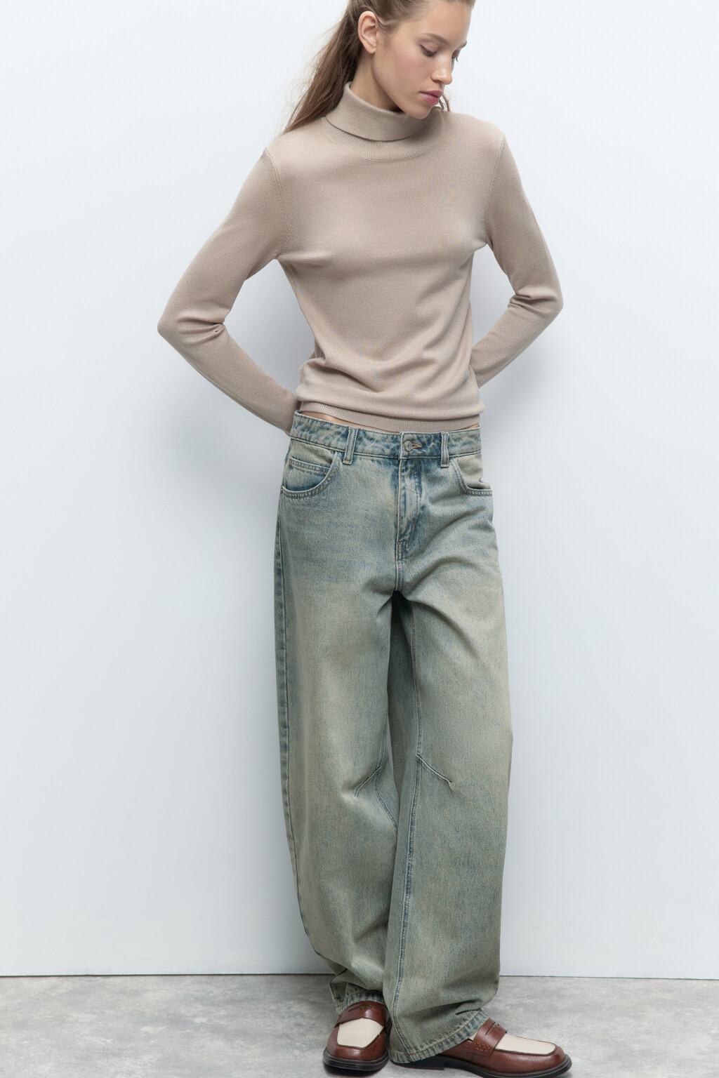 Водолазка MONIKA вискозная тонкой вязки - цвет бежевый - 1