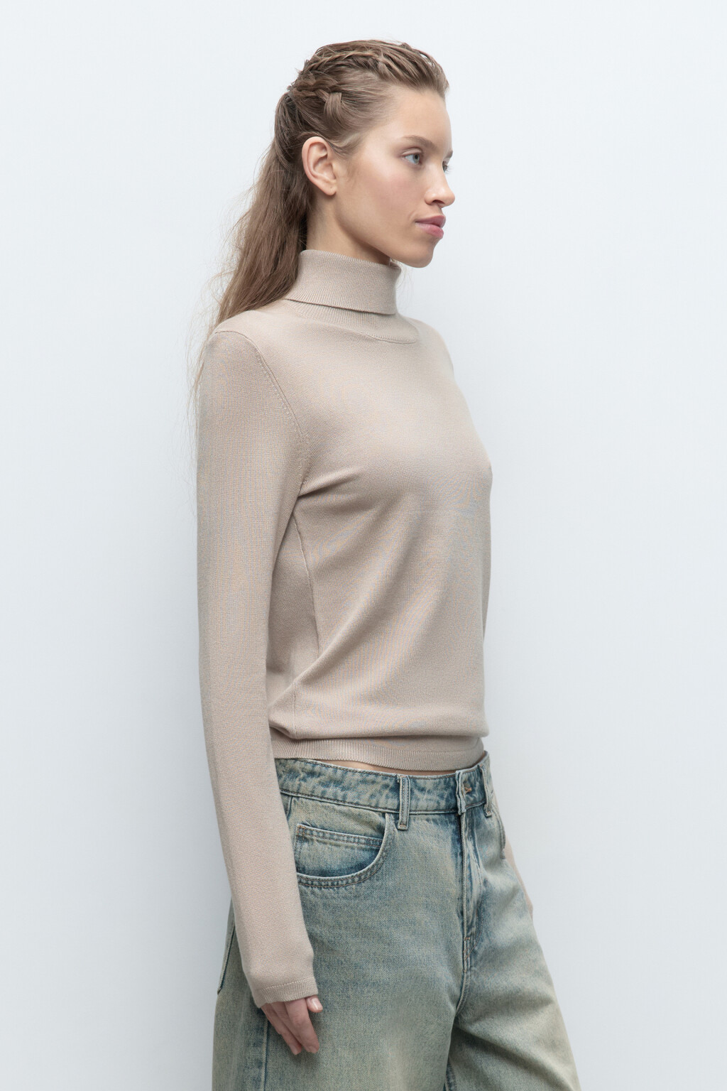 Водолазка MONIKA вискозная тонкой вязки - цвет бежевый - 3