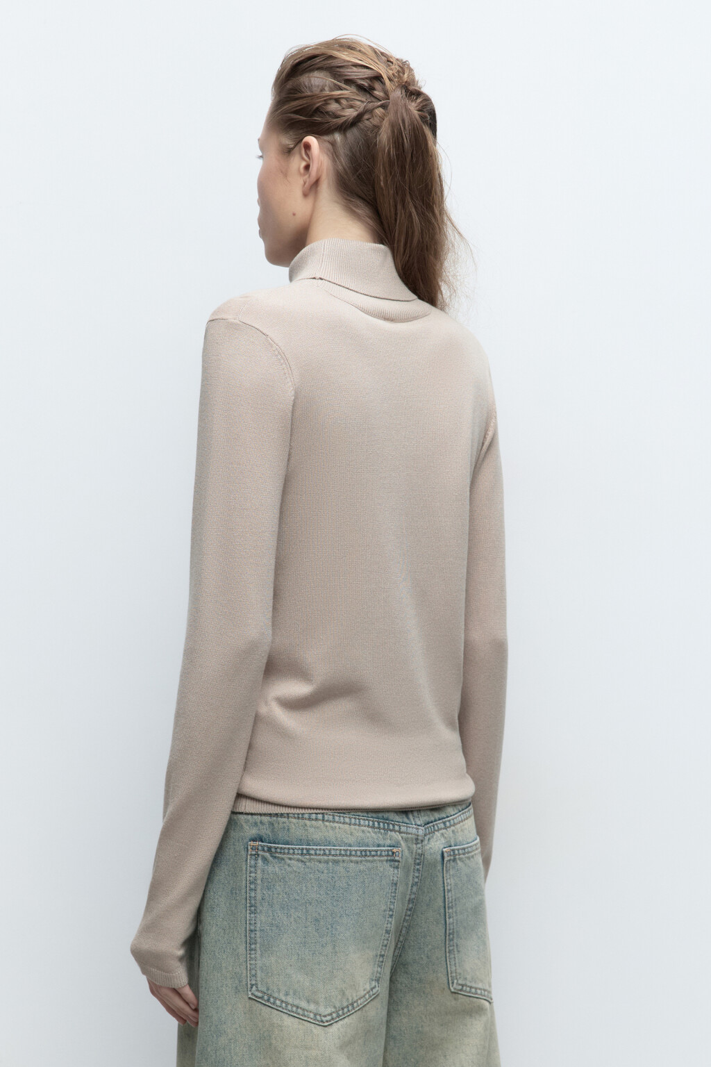 Водолазка MONIKA вискозная тонкой вязки - цвет бежевый - 4