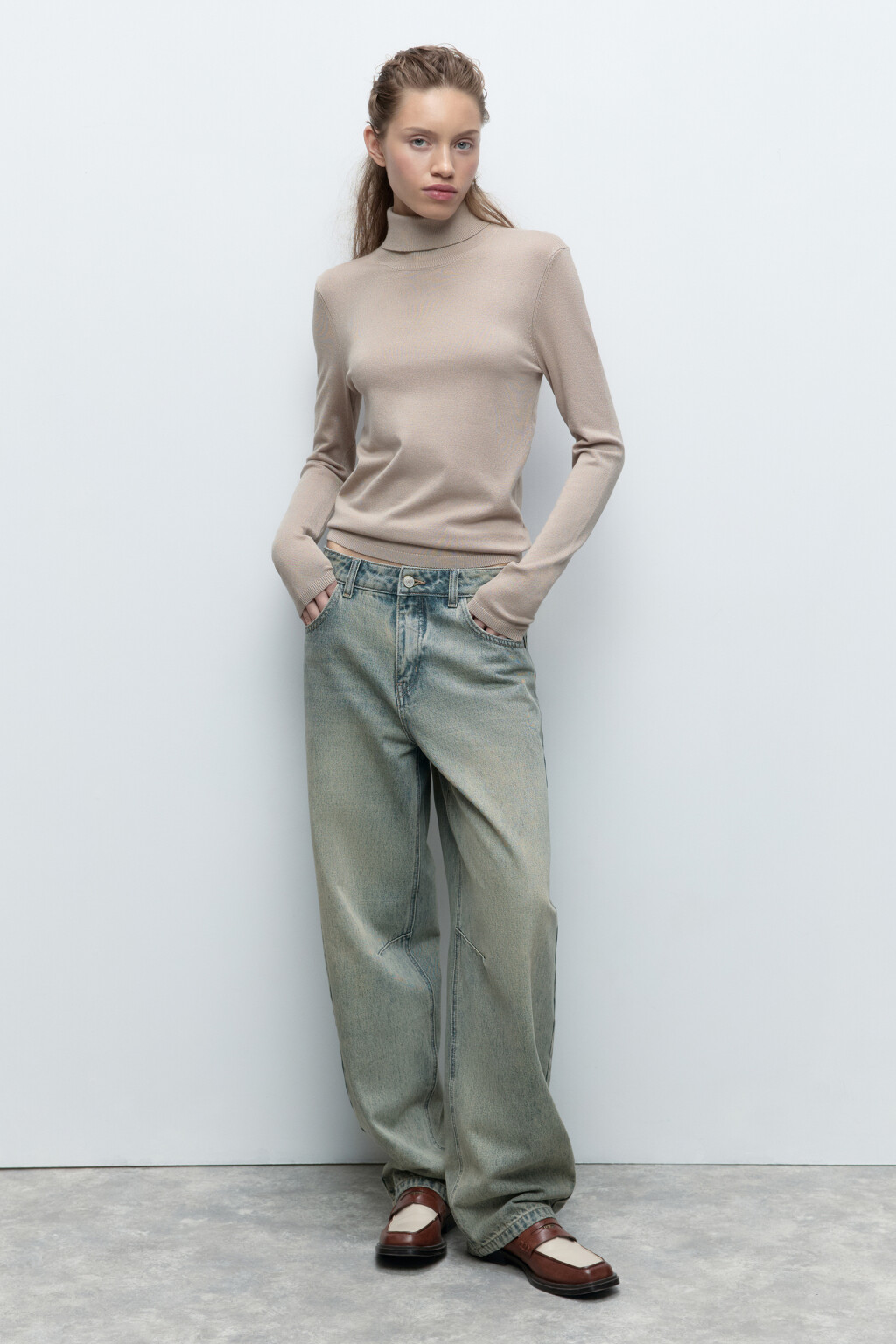 Водолазка MONIKA вискозная тонкой вязки - цвет бежевый - 5