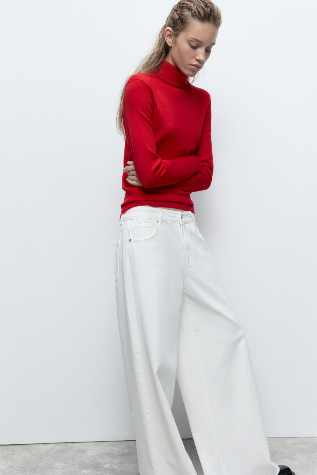 Водолазка MONIKA вискозная тонкой вязки - цвет красный - 1