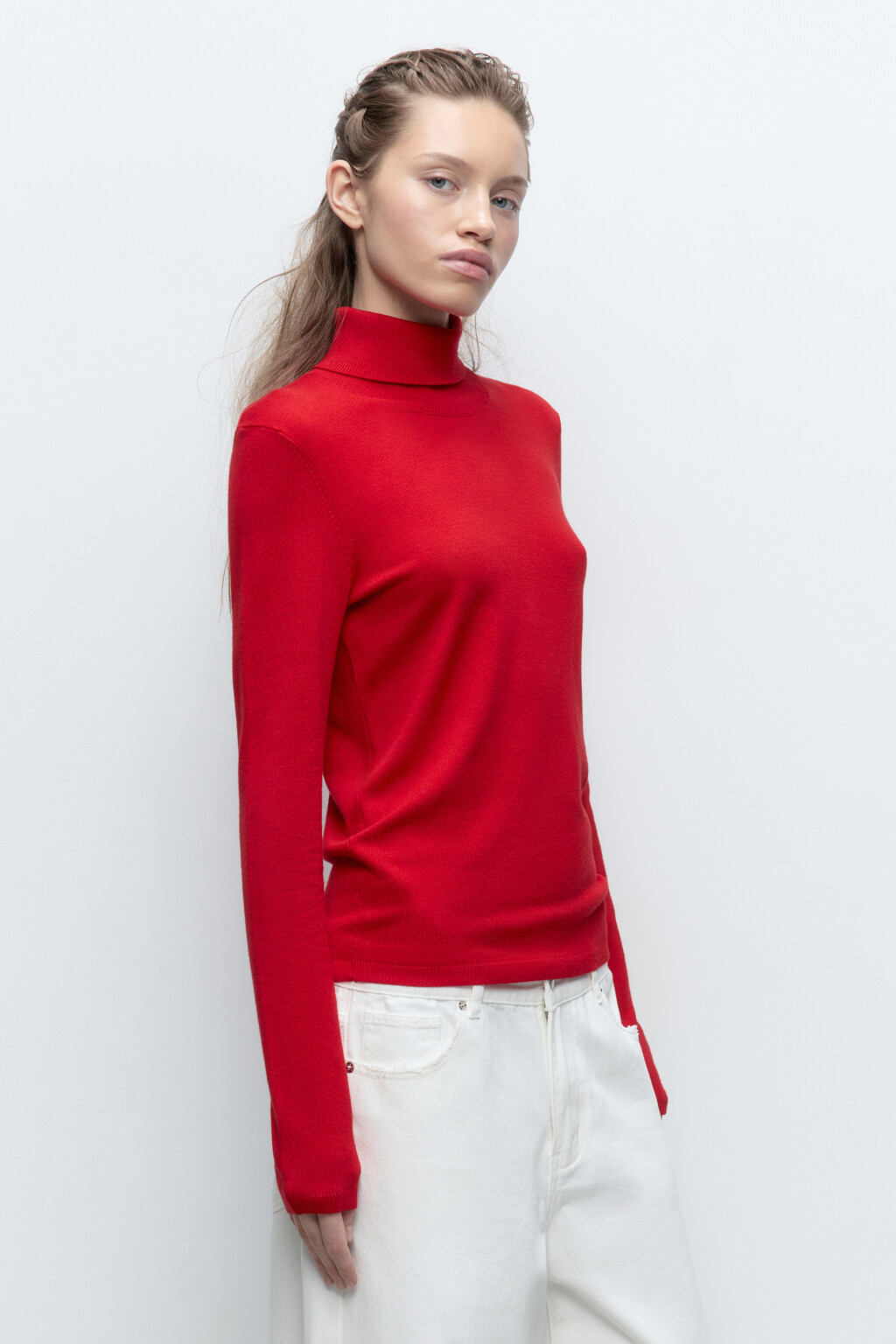 Водолазка MONIKA вискозная тонкой вязки - цвет красный - 3