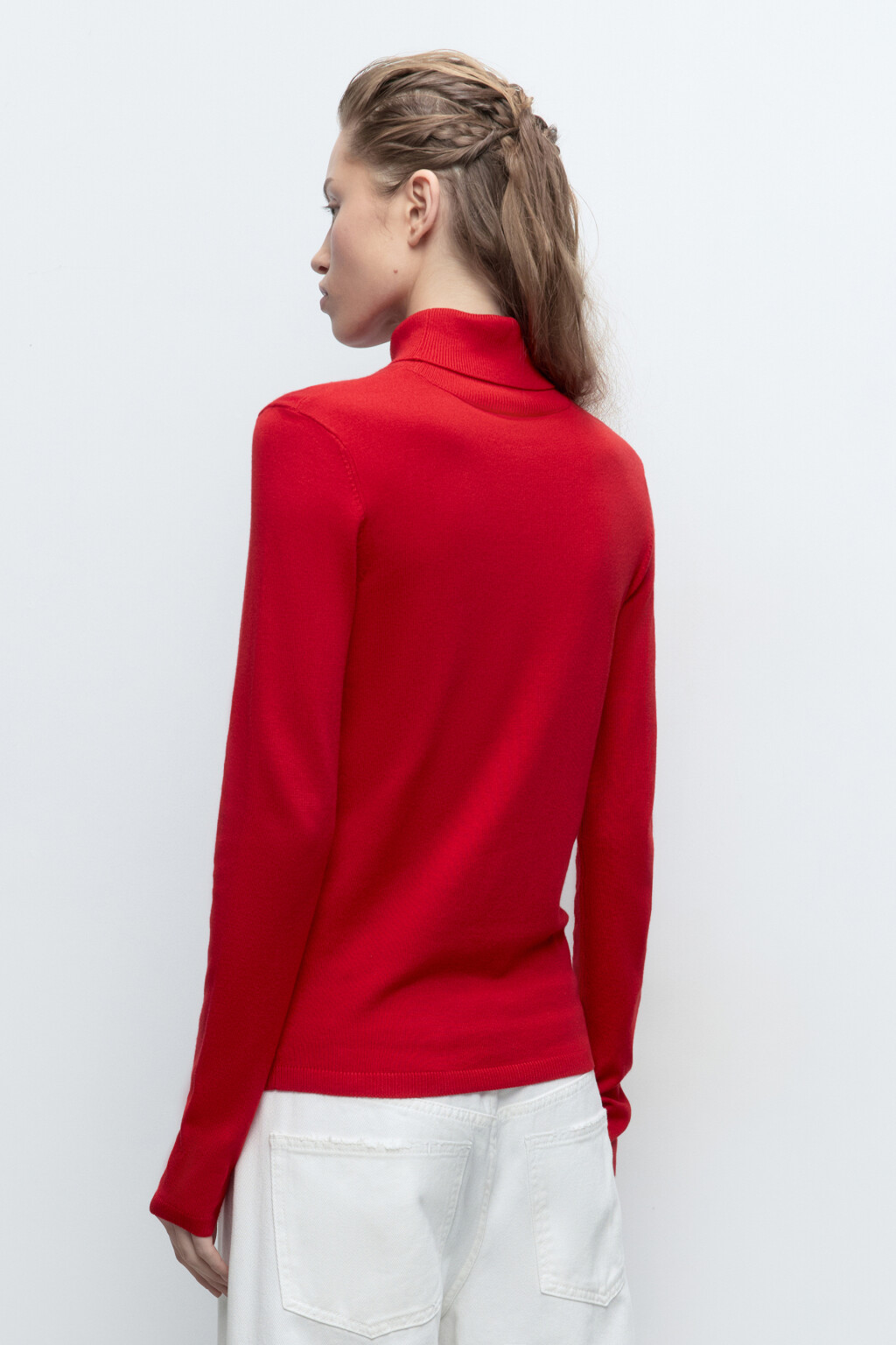 Водолазка MONIKA вискозная тонкой вязки - цвет красный - 4