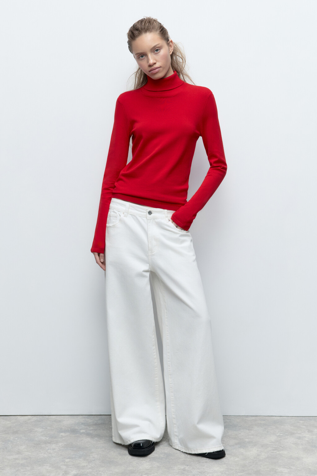 Водолазка MONIKA вискозная тонкой вязки - цвет красный - 5