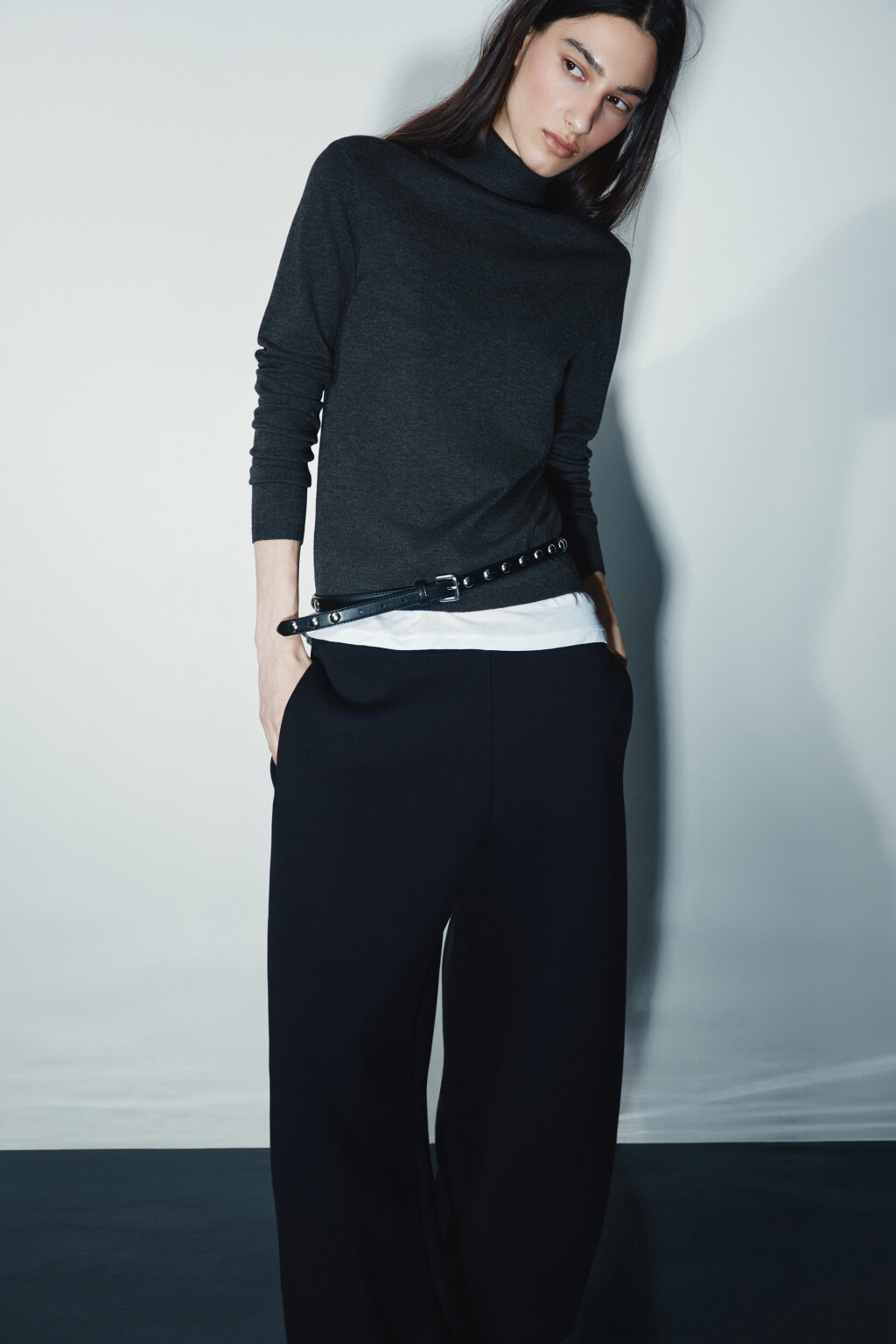 Водолазка вискозная вязаная - цвет серый - 1