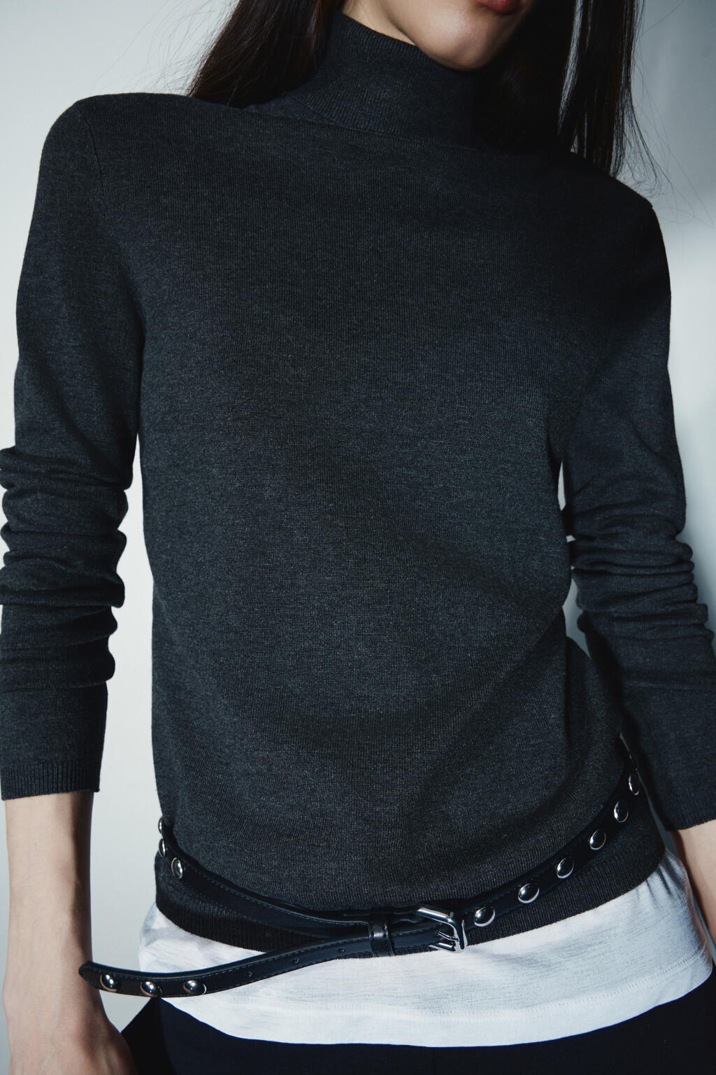 Водолазка вискозная вязаная - цвет серый - 2