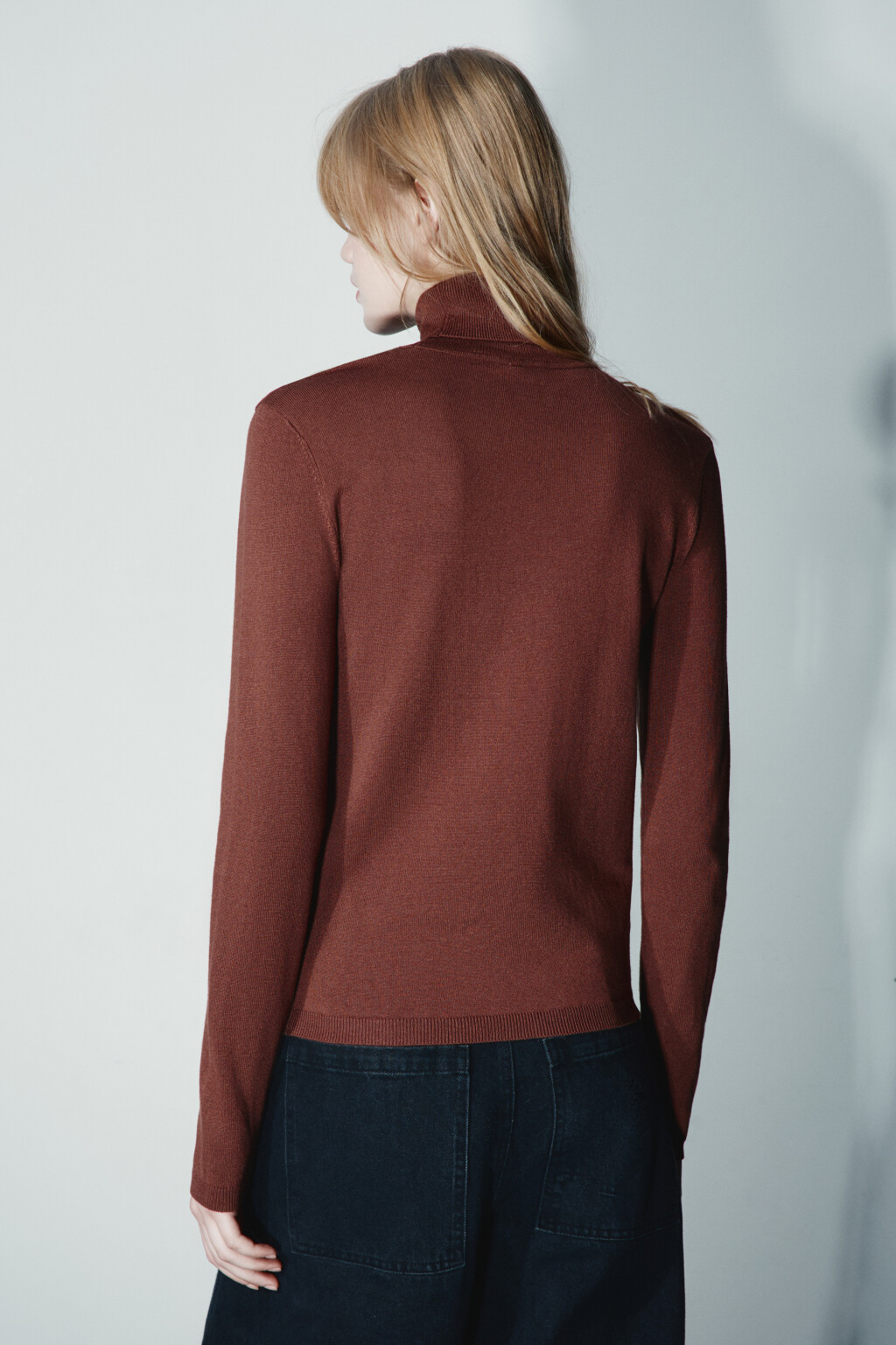 Водолазка вискозная вязаная - цвет бежевый - 3