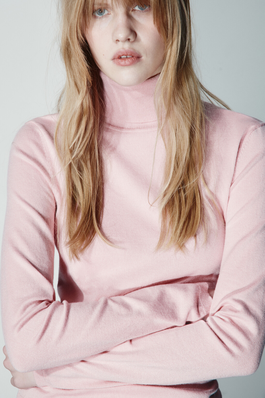 Водолазка вискозная вязаная - цвет розовый - 1