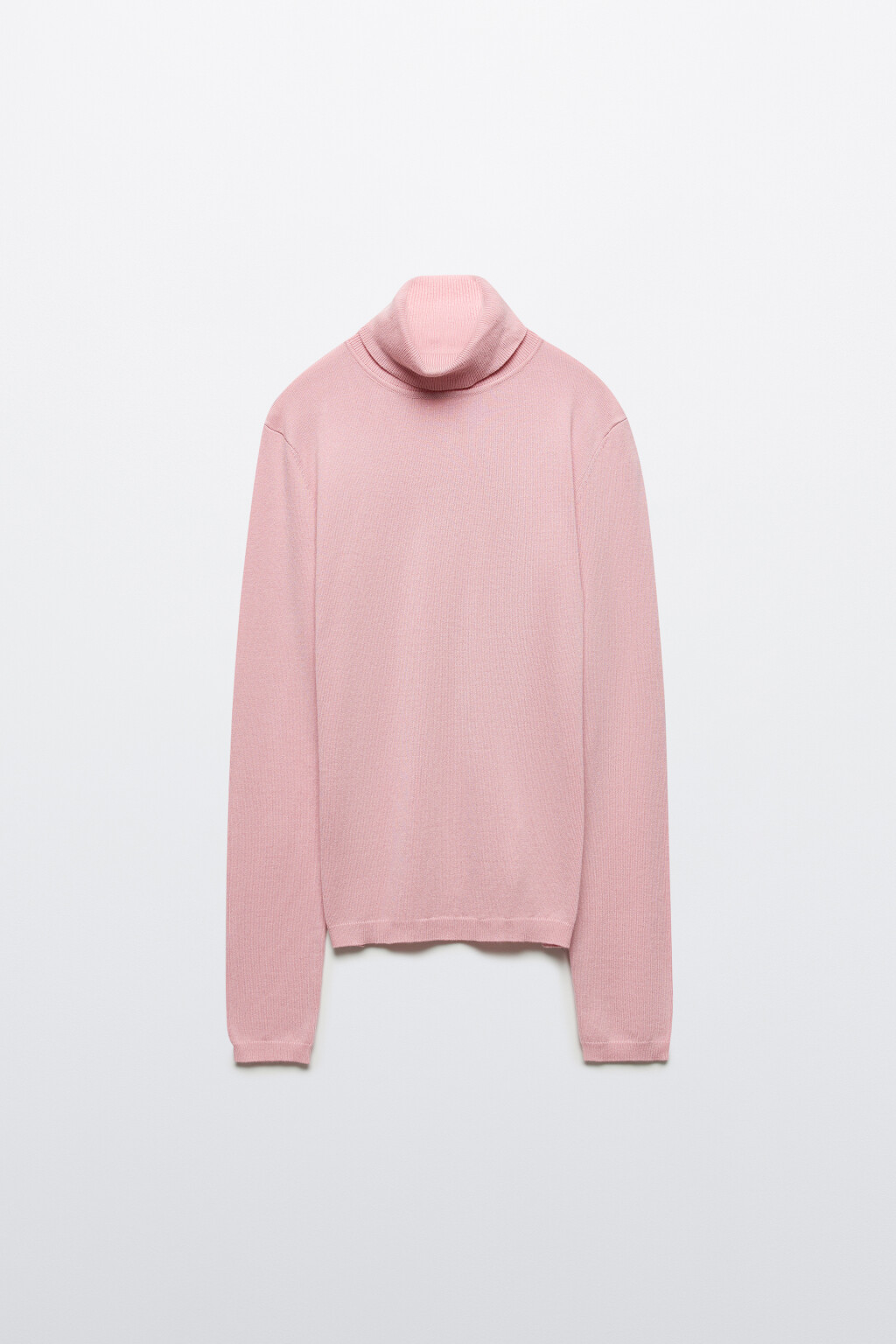 Водолазка вискозная вязаная - цвет розовый - 1
