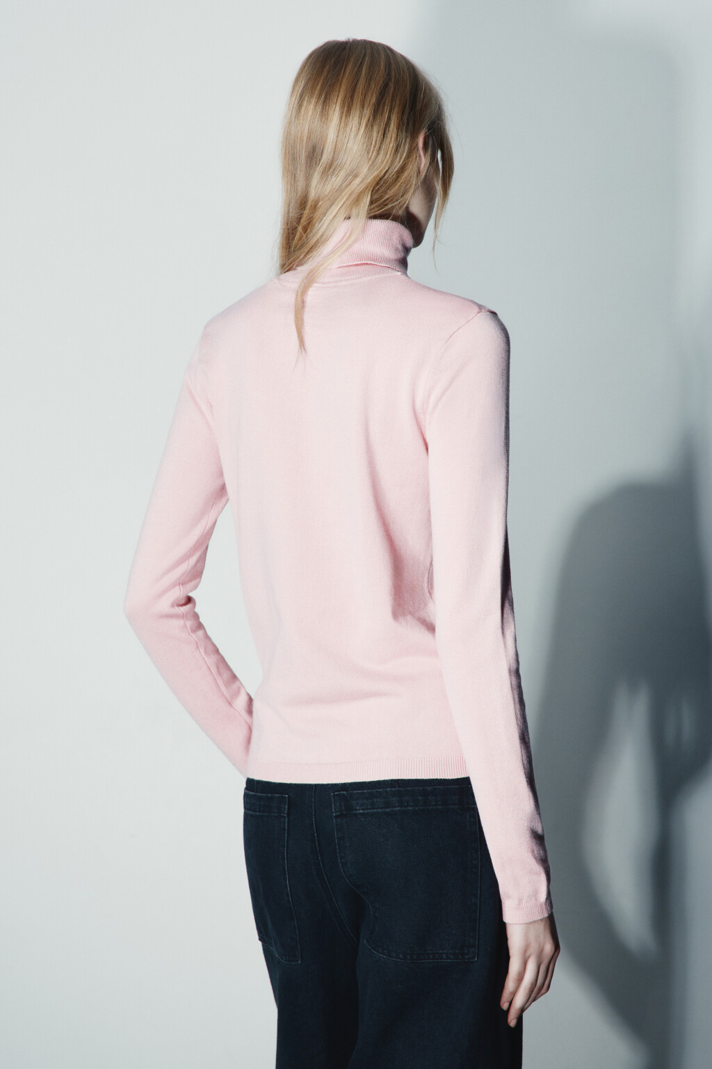 Водолазка вискозная вязаная - цвет розовый - 3