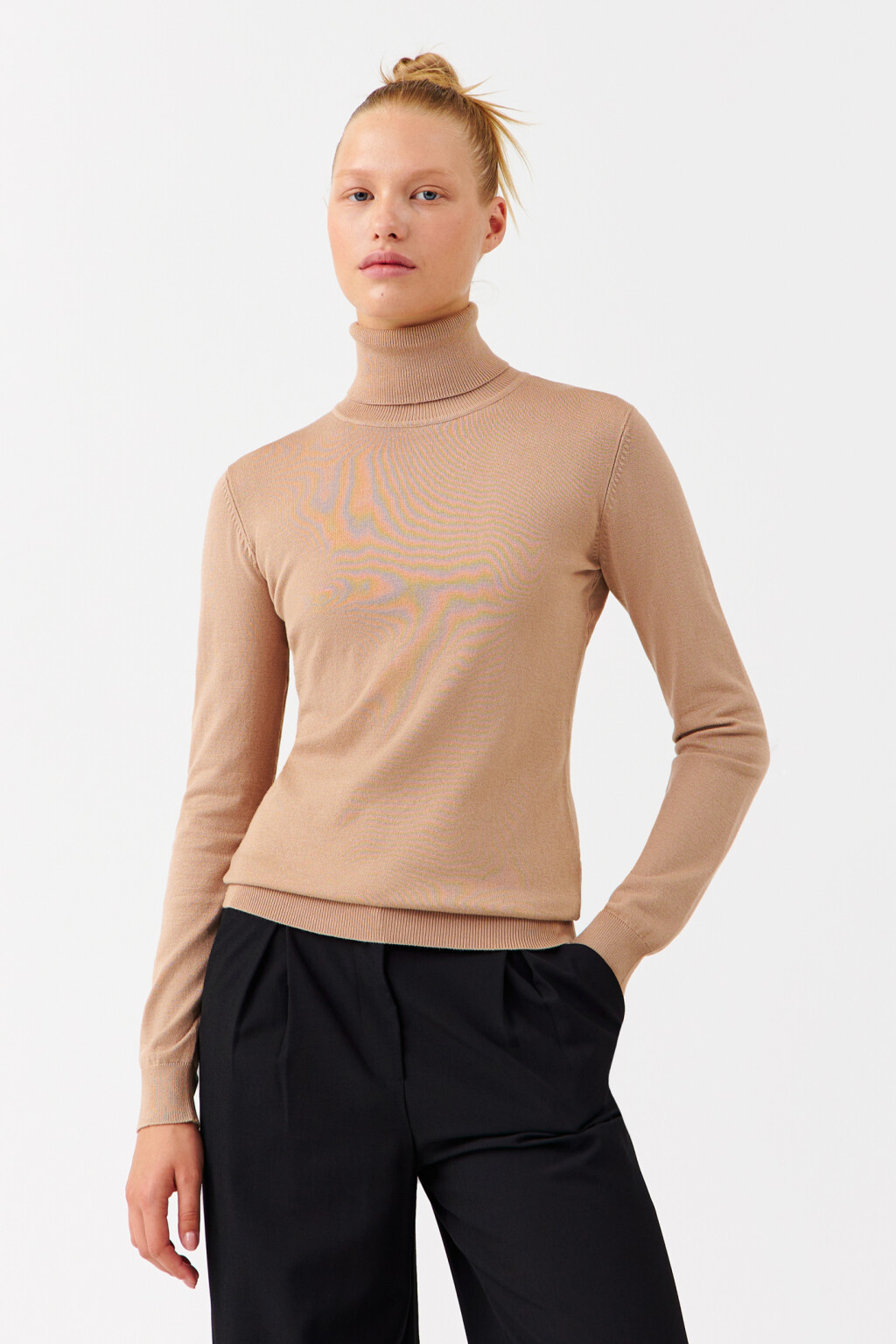 Водолазка MONIKA вискозная тонкой вязки - цвет бежевый - 1