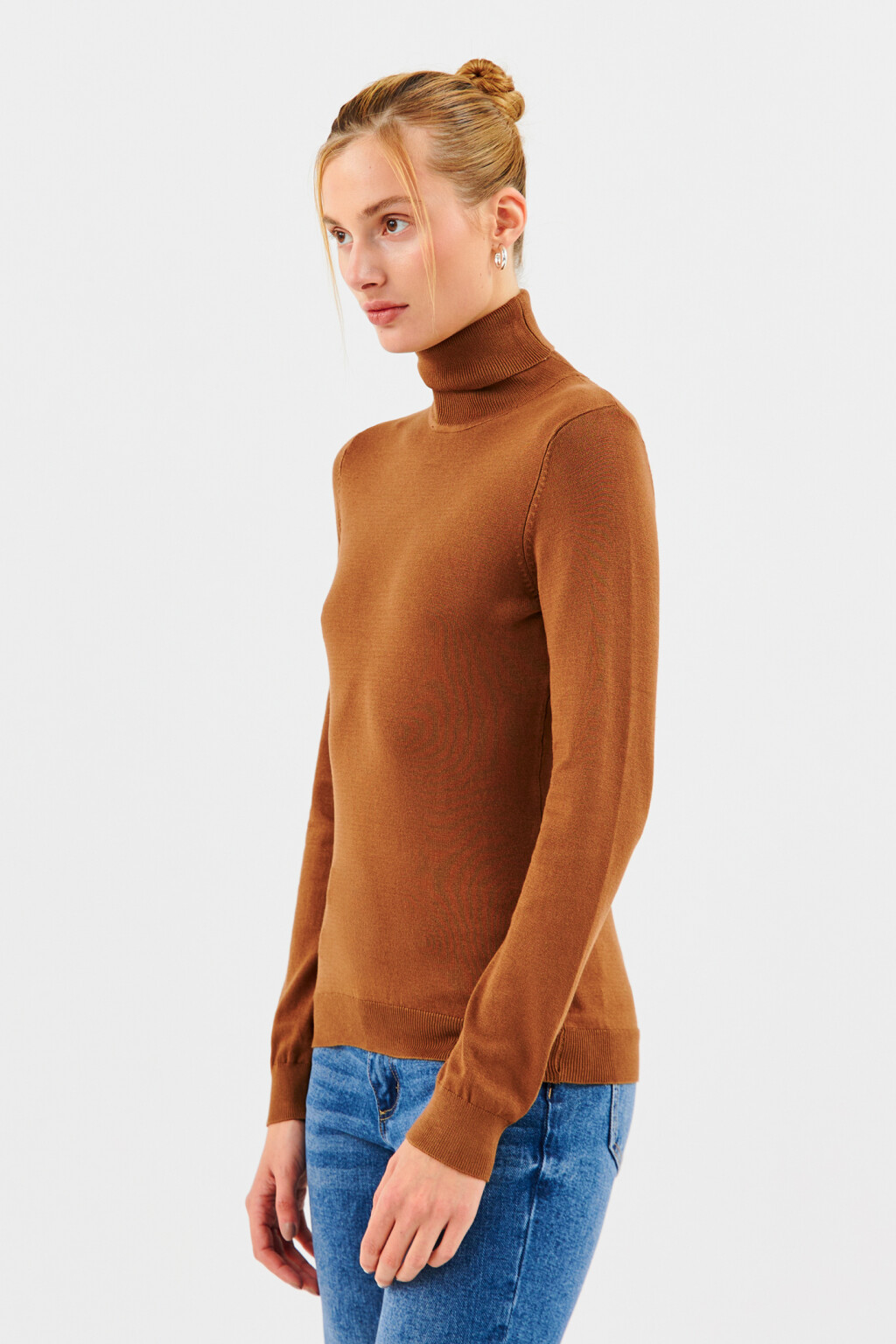 Водолазка MONIKA вискозная тонкой вязки - цвет бежевый - 2