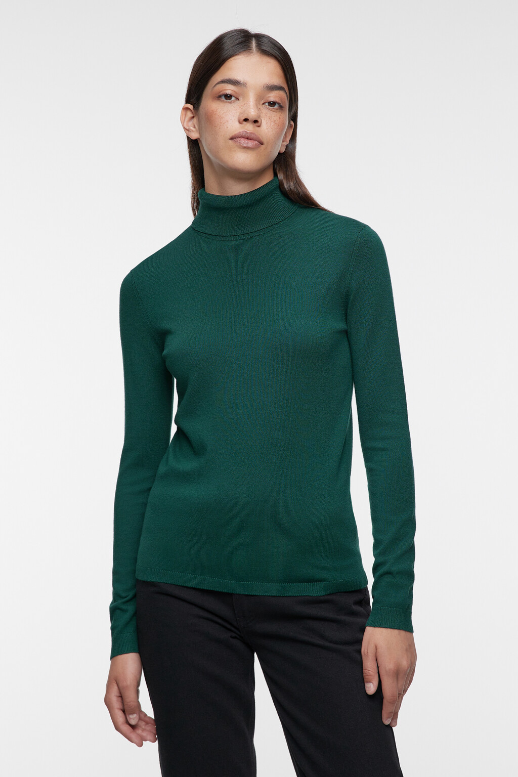 Водолазка MONIKA вискозная тонкой вязки - цвет зеленый - 2