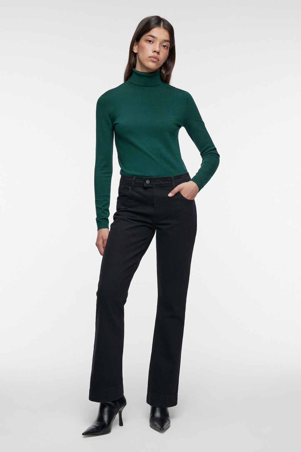 Водолазка MONIKA вискозная тонкой вязки - цвет зеленый - 5