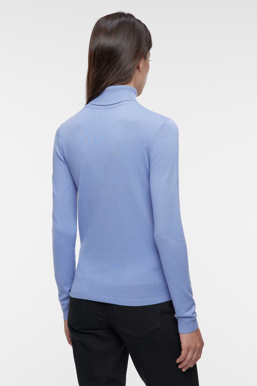 Водолазка MONIKA вискозная тонкой вязки - цвет голубой - 3
