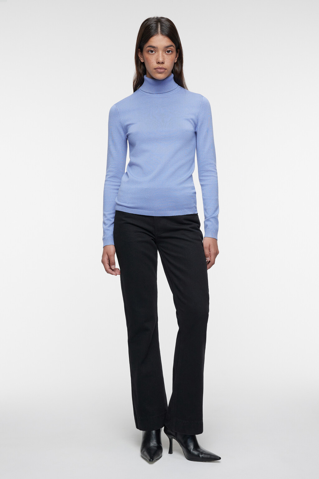 Водолазка MONIKA вискозная тонкой вязки - цвет голубой - 4