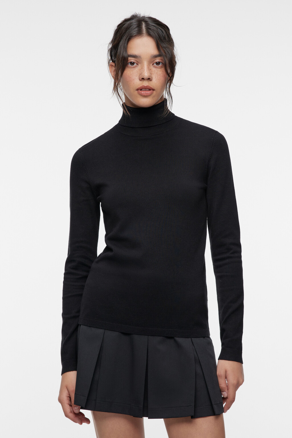 Водолазка MONIKA вискозная тонкой вязки - цвет черный - 1