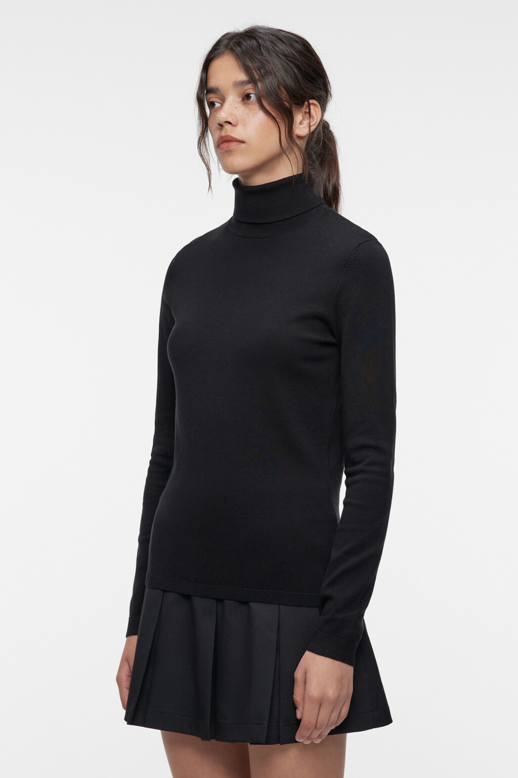 Водолазка MONIKA вискозная тонкой вязки - цвет черный - 2