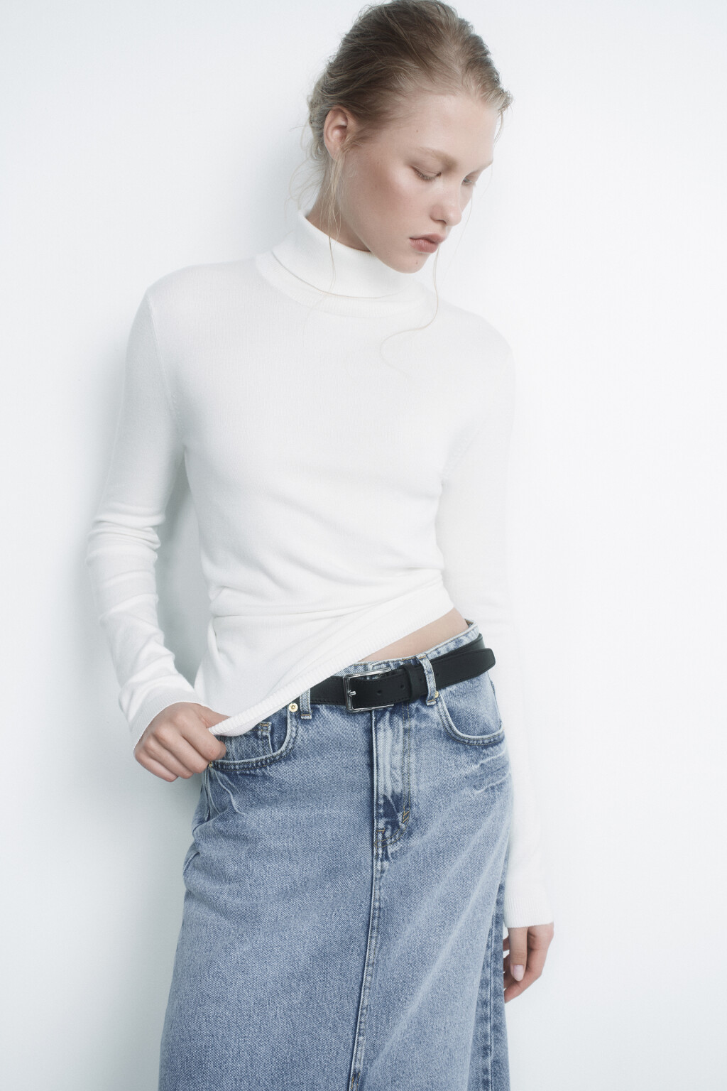 Водолазка MONIKA вискозная тонкой вязки - цвет молочный - 10