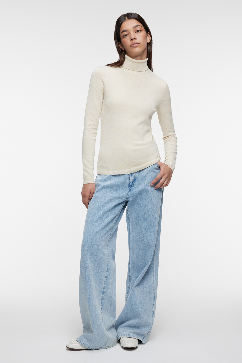 Водолазка MONIKA вискозная тонкой вязки - цвет бежевый - 1