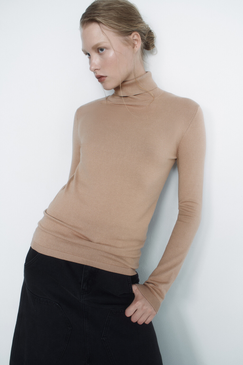 Водолазка MONIKA вискозная тонкой вязки - цвет бежевый - 10