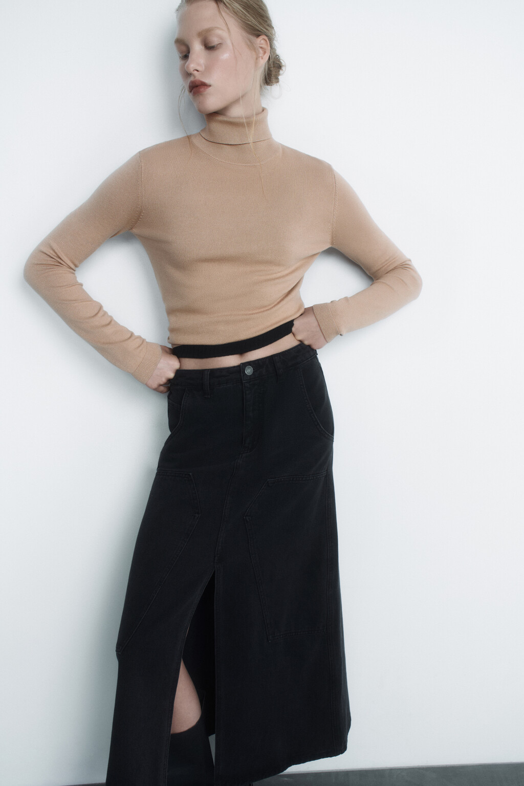 Водолазка MONIKA вискозная тонкой вязки - цвет бежевый - 9