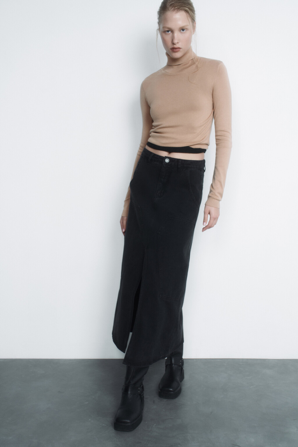 Водолазка MONIKA вискозная тонкой вязки - цвет бежевый - 11