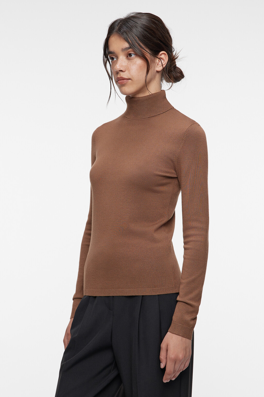 Водолазка MONIKA вискозная тонкой вязки - цвет бежевый - 2