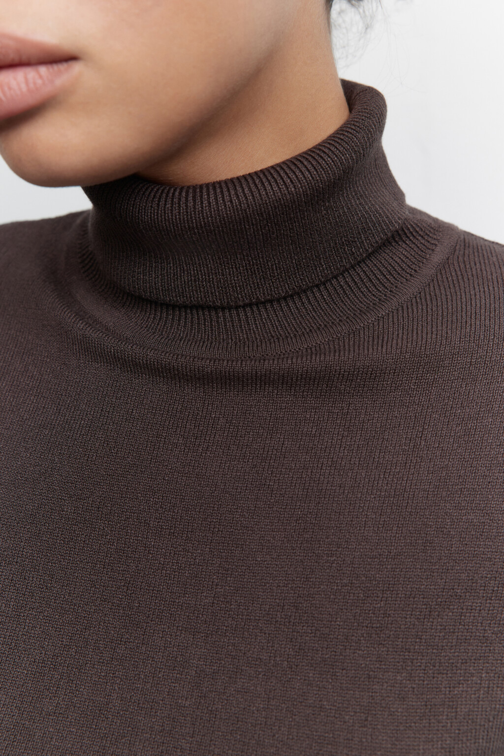 Водолазка MONIKA вискозная тонкой вязки - цвет коричневый - 5