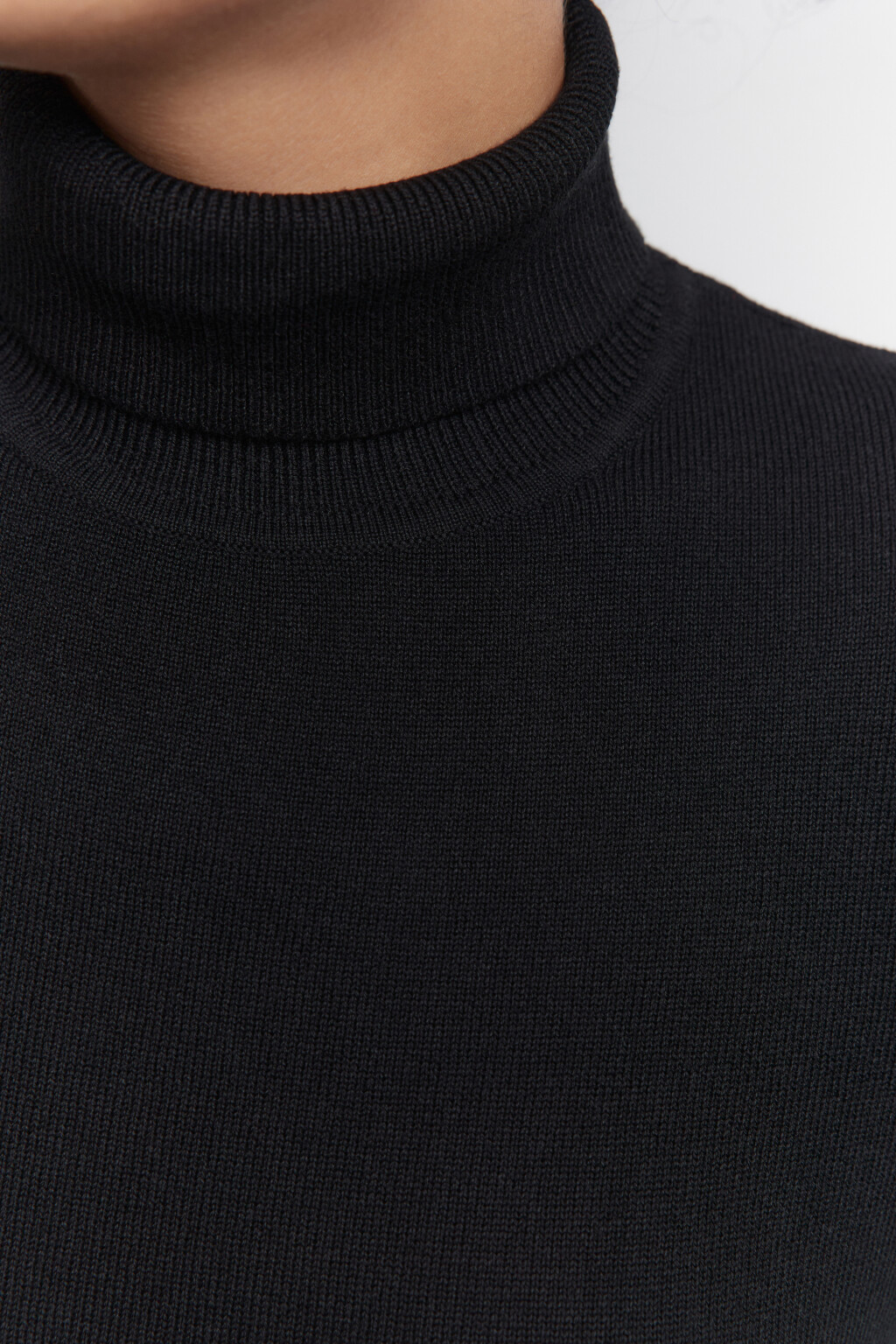 Водолазка MONIKA вискозная тонкой вязки - цвет черный - 5