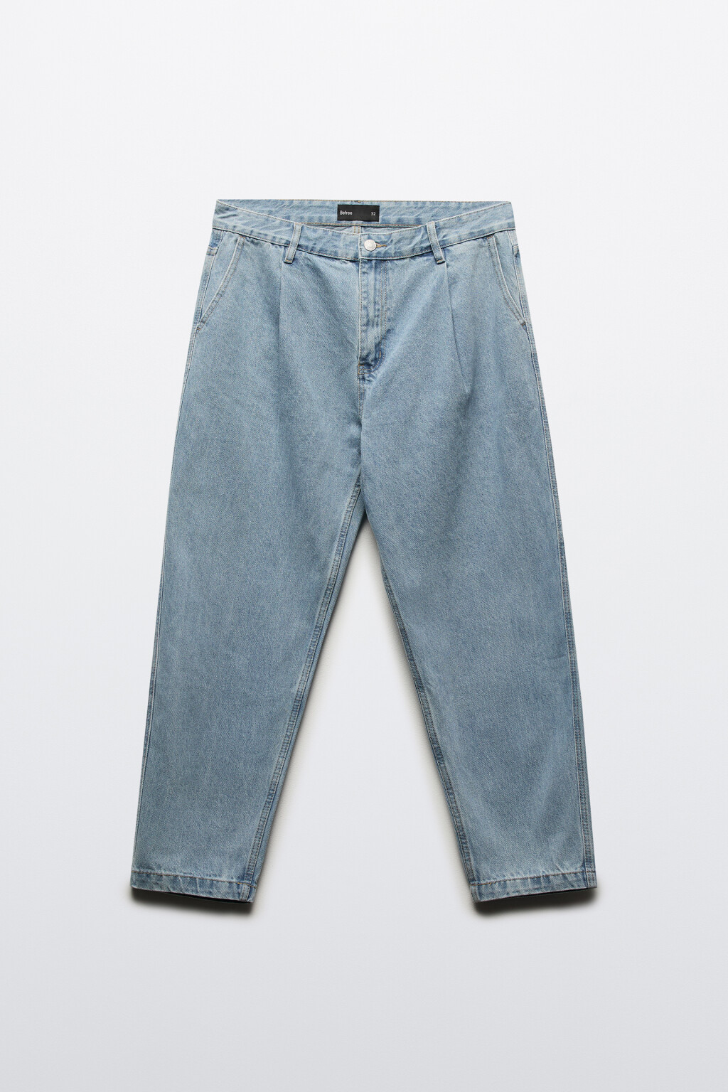 Джинсы-бананы широкие со складками на поясе - цвет голубой - 8