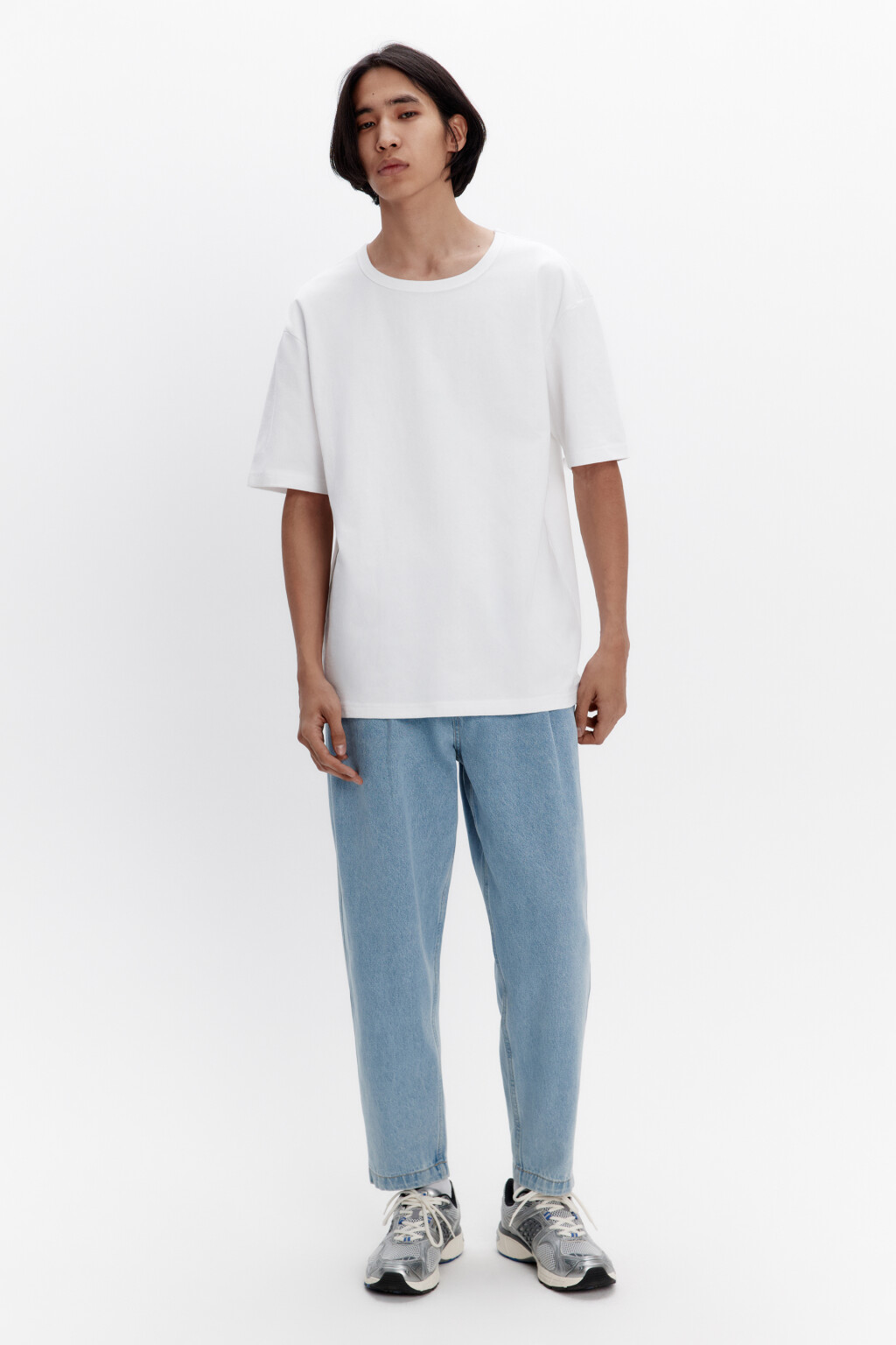 Джинсы-бананы широкие со складками на поясе - цвет голубой - 5