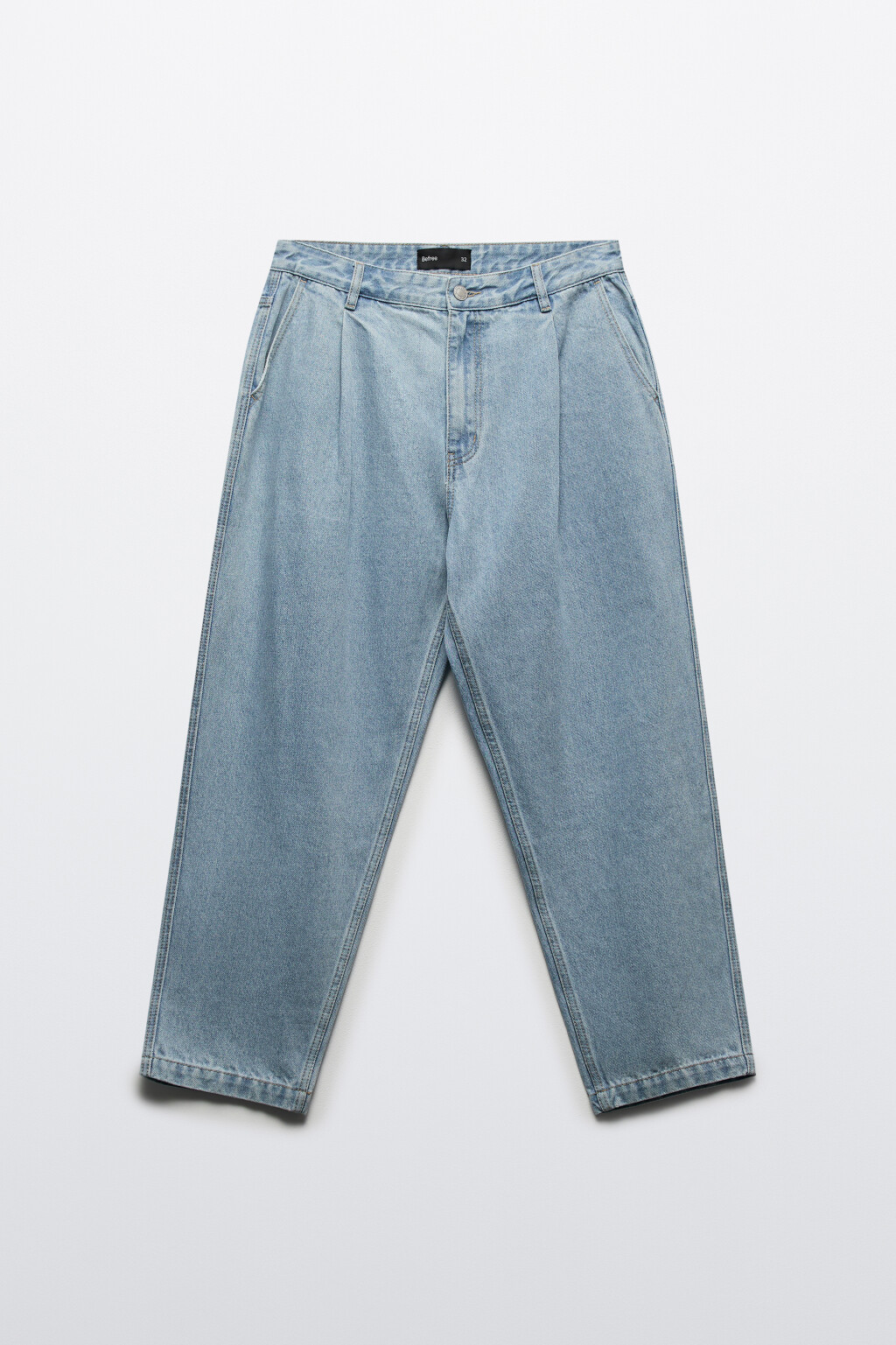 Джинсы-бананы со складками на поясе - цвет голубой - 7
