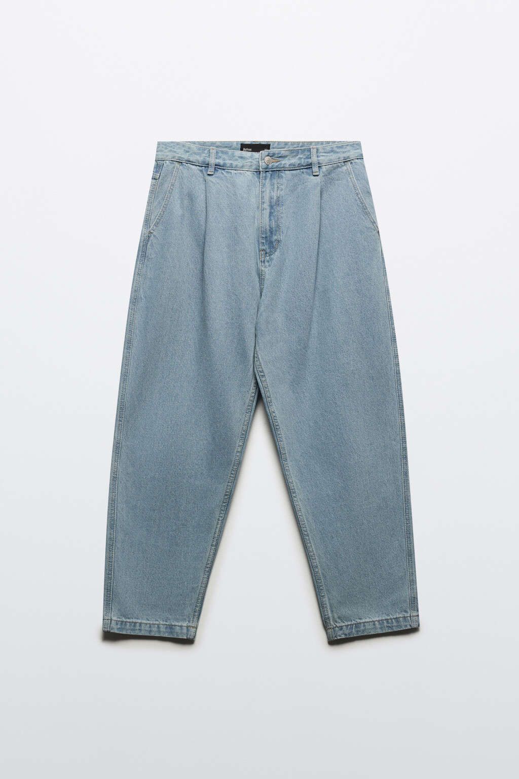 Джинсы-бананы со складками на поясе - цвет голубой - 8