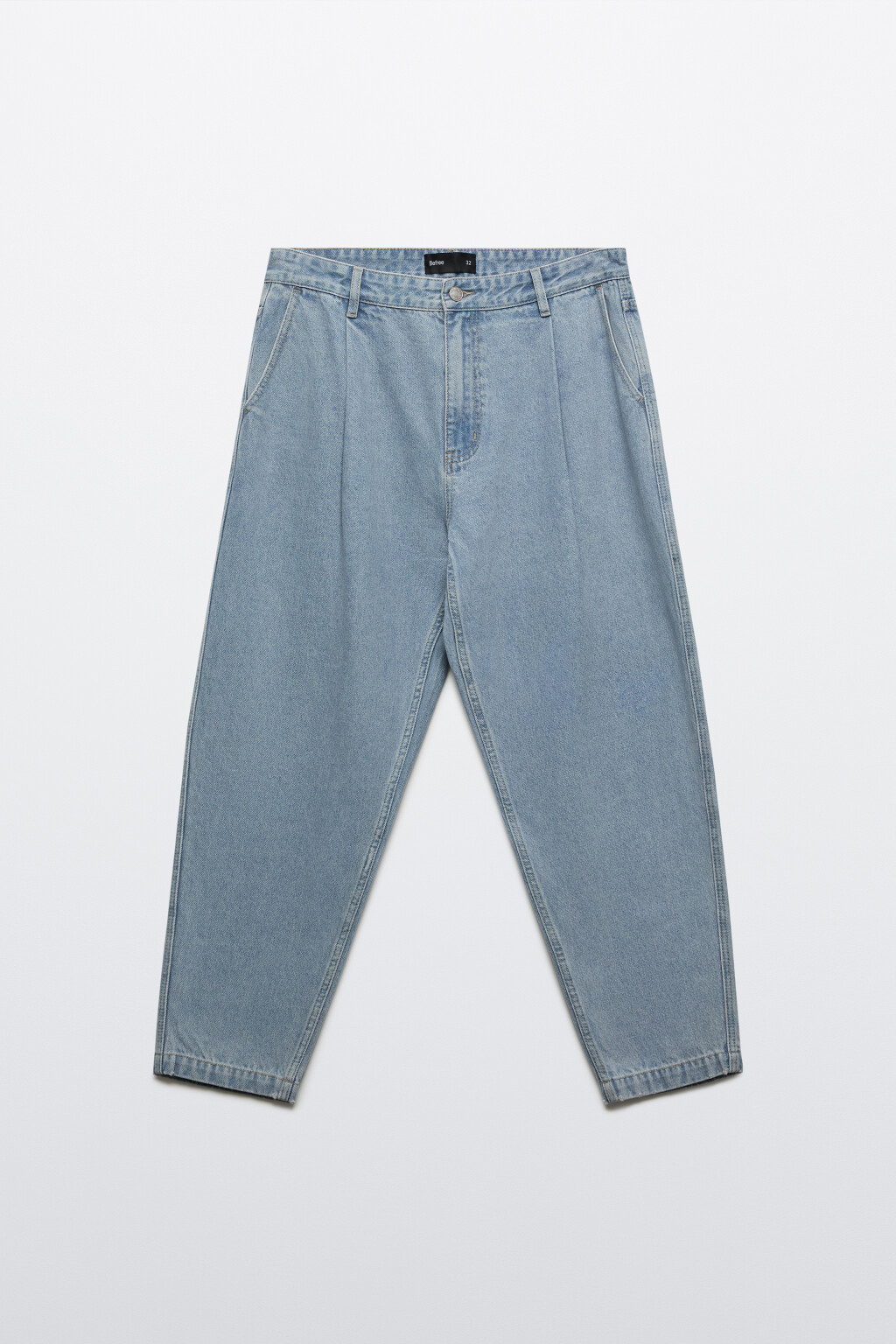 Джинсы-бананы со складками на поясе - цвет голубой - 7