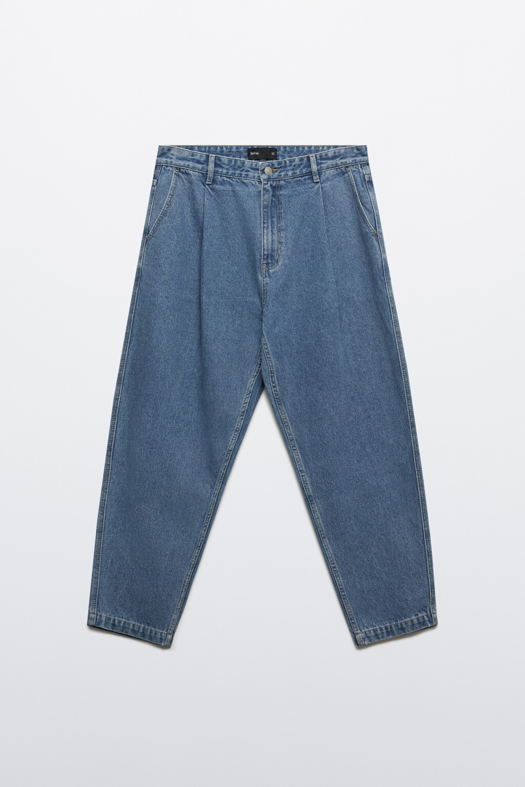 Джинсы-бананы со складками на поясе - цвет голубой - 7