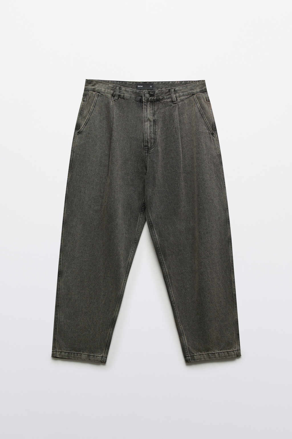 Джинсы-бананы со складками на поясе - цвет серый - 1