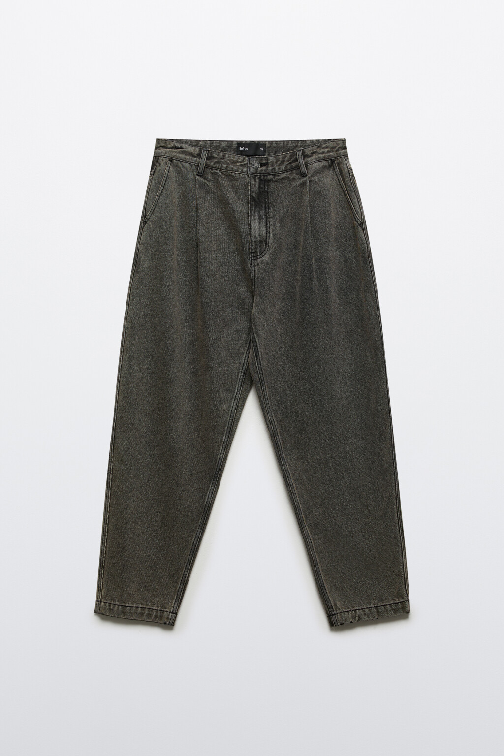 Джинсы-бананы со складками на поясе - цвет серый - 7